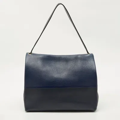 Pre-owned Celine Two Tone Blue Leather And Suede All Soft Shoulder Bag