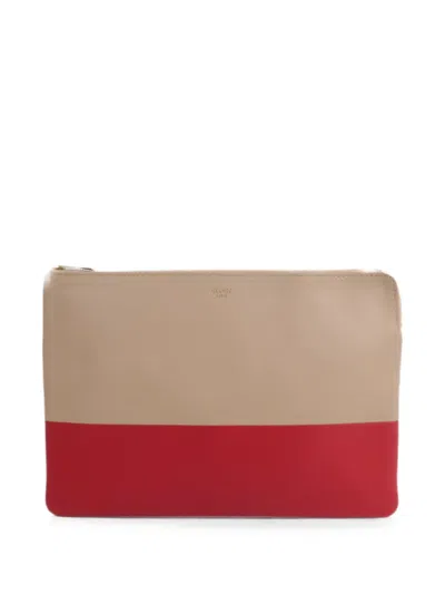 Pre-owned Celine Two-tone Leather Clutch Bag In Neutral