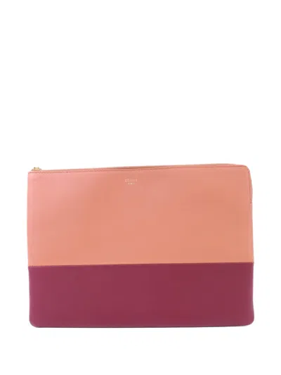 Pre-owned Celine Two-tone Leather Pouch In Pink