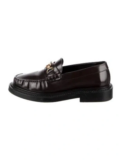 Pre-owned Celine Universite Triomphe Chain Triomphe Loafers In Brown