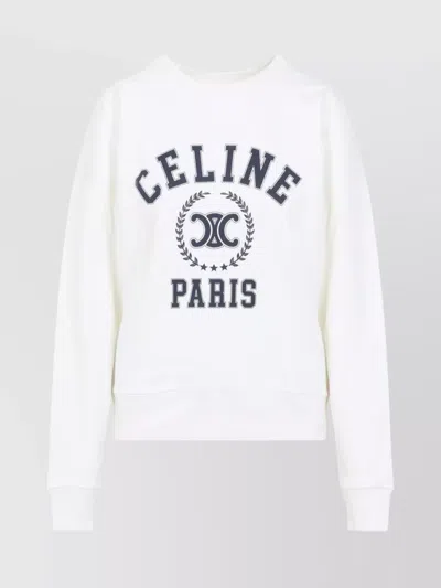 Celine University Style Crew Neck Sweatshirt In White