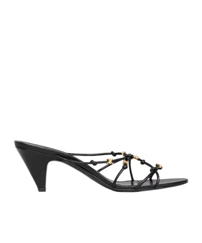 Celine Uptown Heeled Mule In Goatskin In Goatskin In Black
