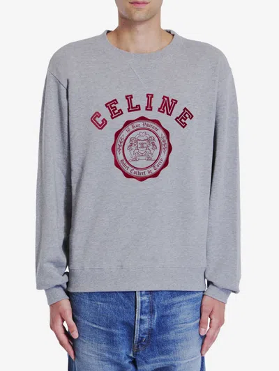 Celine Urban Grey Crewneck Cotton Sweatshirt In Gray