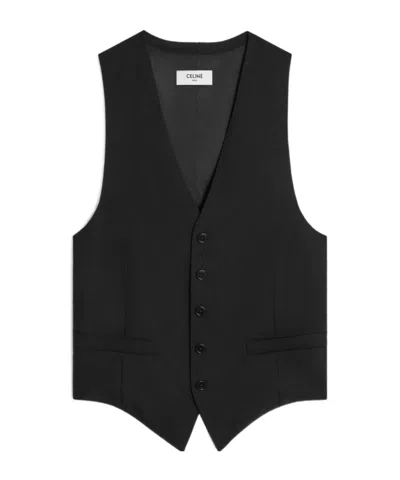 Celine V-collar Sleeveless Vest In Black