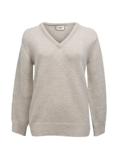 Pre-owned Celine V-neck Cashmere Sweater In Neutral