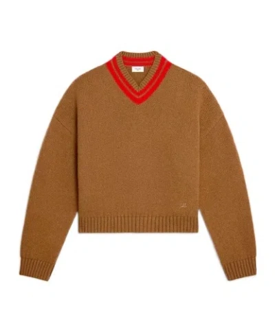 Celine V-neck Sweater In Cashmere In Brown