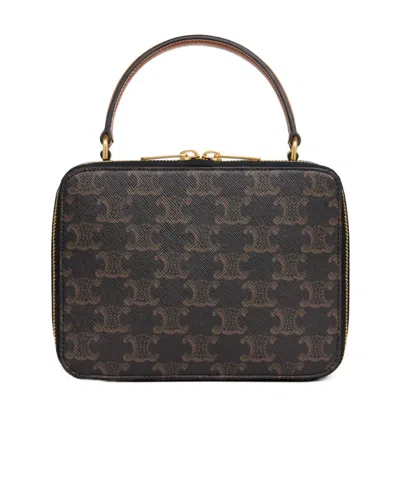 Celine Vanity Box In Triomphe Canvas And Calfskin In Brown