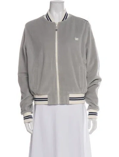 Pre-owned Celine Velvet Bomber Jacket In Gray