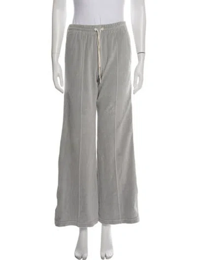 Pre-owned Celine Velvet Embroidered Accent Sweatpants In Gray