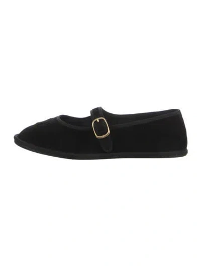 Pre-owned Celine Velvet Grosgrain Trim Mary Jane Flats In Black