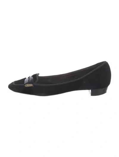 Pre-owned Celine Velvet Loafers In Black
