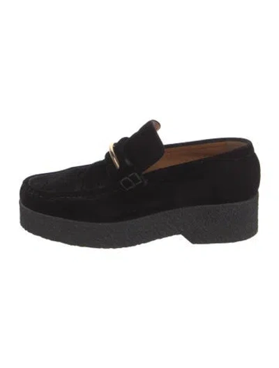 Pre-owned Celine Velvet Loafers In Black