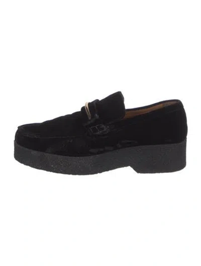 Pre-owned Celine Velvet Loafers In Black