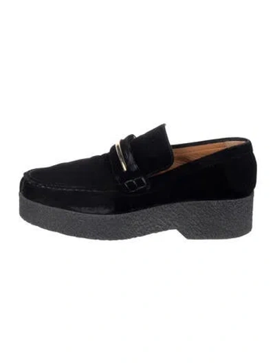 Pre-owned Celine Velvet Loafers In Black