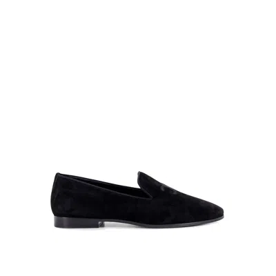 Celine Velvet Loafers With Embroidered Triomphe Logo In Black