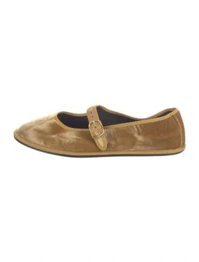Pre-owned Celine Velvet Mary Jane Flats In Neutral