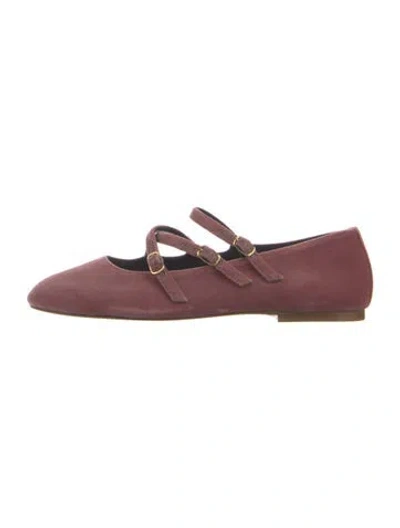 Pre-owned Celine Velvet Mary Jane Flats In Pink