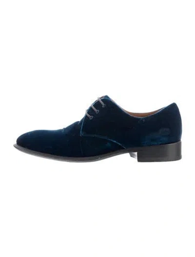 Pre-owned Celine Velvet Oxfords In Blue