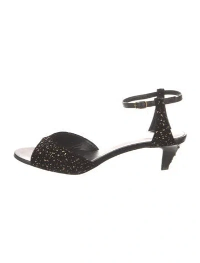 Pre-owned Celine Velvet Printed Sandals In Black