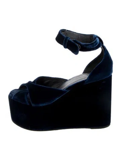 Pre-owned Celine Velvet Pumps In Blue