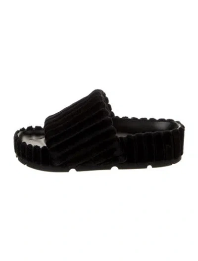 Pre-owned Celine Velvet Slides In Black