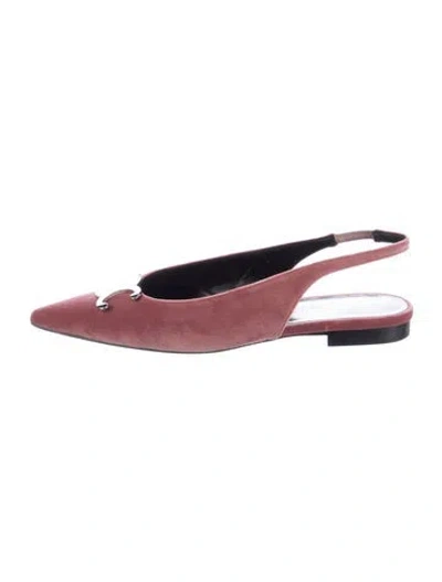 Pre-owned Celine Velvet Slingback Flats In Pink