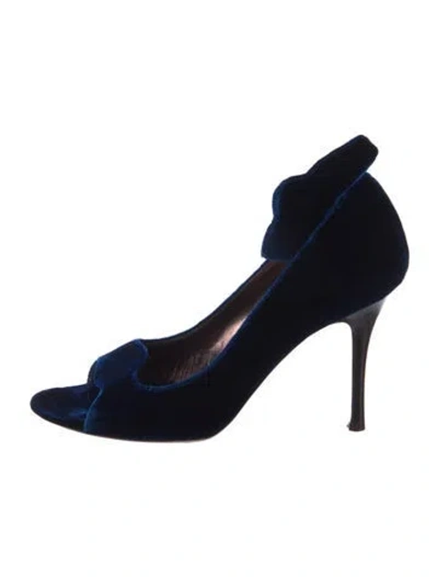 Pre-owned Celine Velvet Slingback Sandals In Blue
