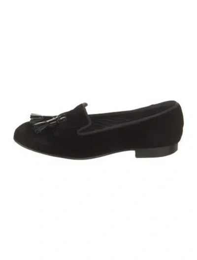 Pre-owned Celine Velvet Tassel Accents Loafers In Black