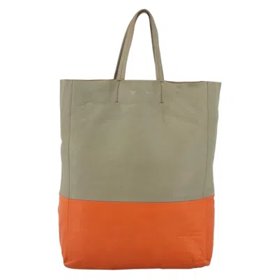 Pre-owned Celine Vertical Bi-cabas Tote Leather Beige Leather Tote Bag Bag ()