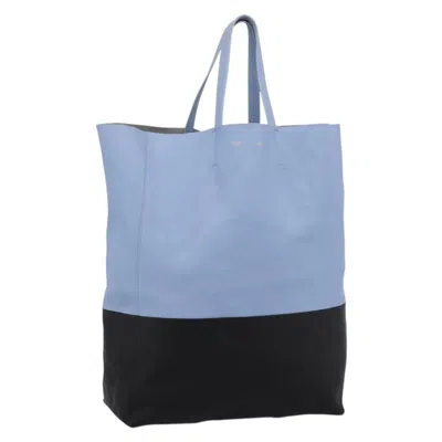 Pre-owned Celine Vertical Bi-cabas Tote Leather Blue Leather Tote Bag Bag ()