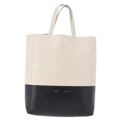 Pre-owned Celine Vertical Bi-cabas Tote Leather White Leather Tote Bag Bag ()
