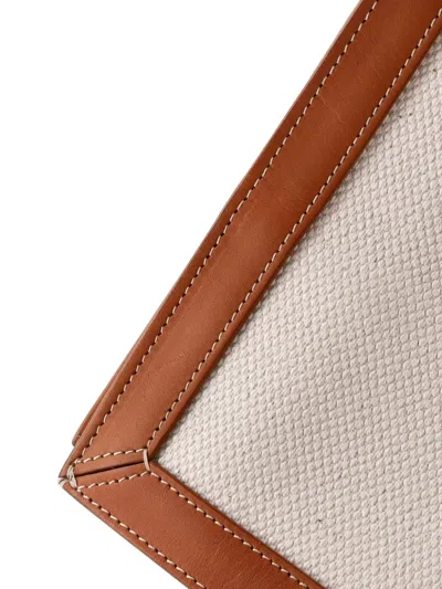 Pre-owned Celine Vertical Cabas Canvas With Leather Large Tote Bag In Brown