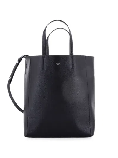 Pre-owned Celine Vertical Cabas Grained Calfskin Small Tote Bag In Black
