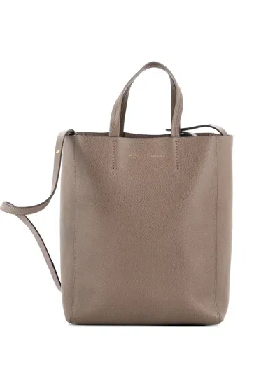 Pre-owned Celine Vertical Cabas Grained Calfskin Small Tote Bag In Brown