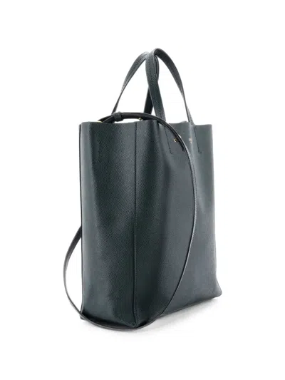 Pre-owned Celine Vertical Cabas Grained Calfskin Small Tote Bag In Green