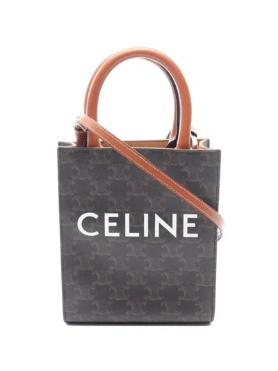Pre-owned Celine Vertical Cabas Leather Mini Shoulder Bag In Brown