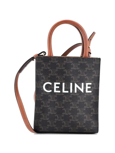 Pre-owned Celine Vertical Cabas Tote Triomphe Coated Canvas Mini Satchel