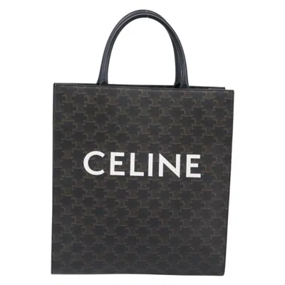Pre-owned Celine Vertical Cabas Triomphe Coated Canvas Brown Canvas Tote Bag Bag ()