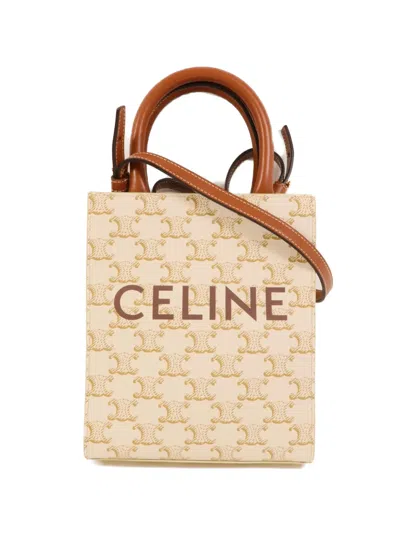 Pre-owned Celine Vertical Cabas Triomphe Tote Bag In Neutral