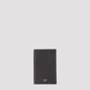 Celine Vertical Card Holder In Grained Calfskin In Gray
