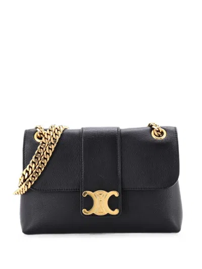 Pre-owned Celine Victoire Flap Leather Teen Shoulder Bag In Black