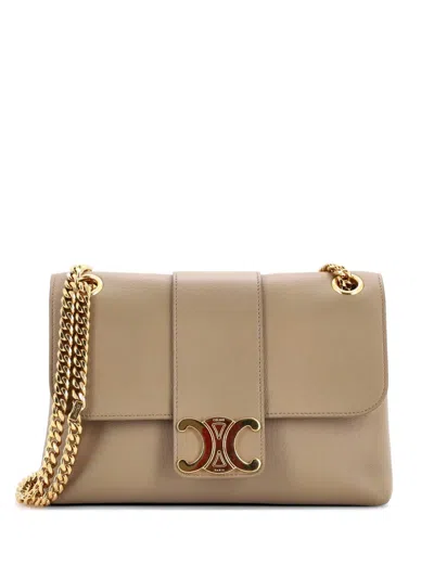 Pre-owned Celine Victoire Flap Leather Teen Shoulder Bag In Neutrals