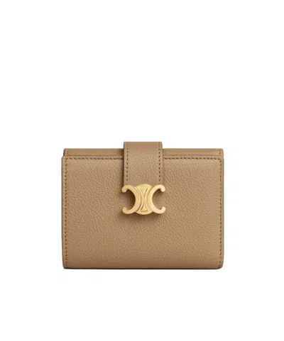 Celine Victoire Wallet In Smoked Brown