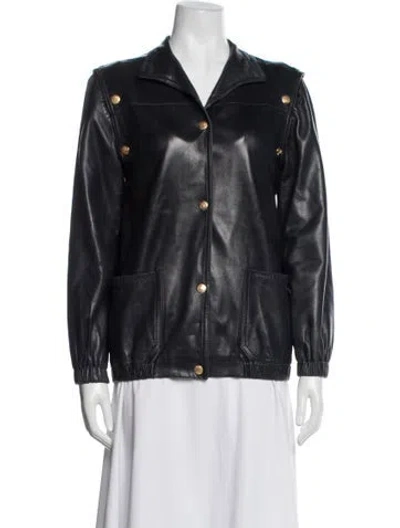 Pre-owned Celine Vintage 1980's Biker Jacket In Blue