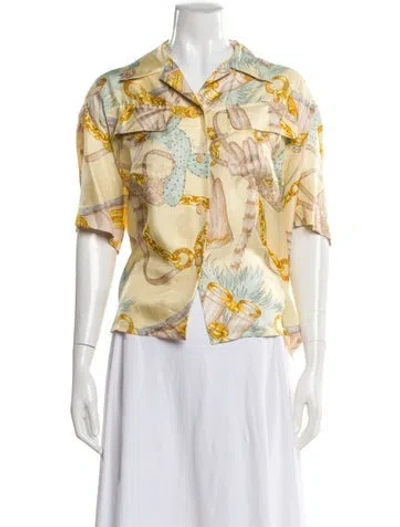 Pre-owned Celine Vintage 1980's Blouse In Yellow