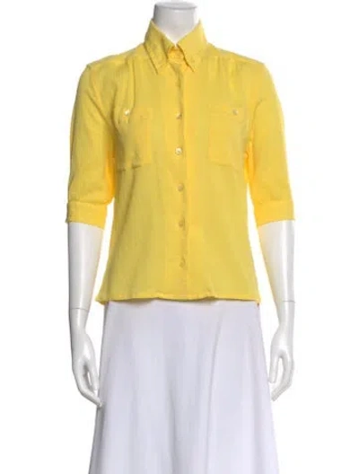 Pre-owned Celine Vintage 1980's Blouse In Yellow