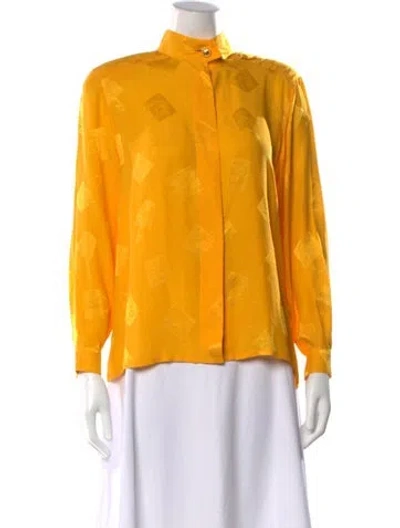 Pre-owned Celine Vintage 1980's Blouse In Yellow