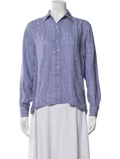 Pre-owned Celine Vintage 1980's Button-up Top In Purple