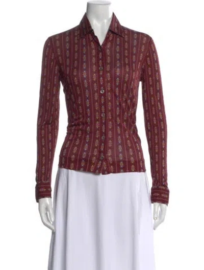Pre-owned Celine Vintage 1980's Button-up Top In Red