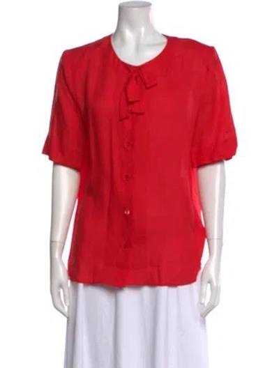 Pre-owned Celine Vintage 1980's Button-up Top In Red